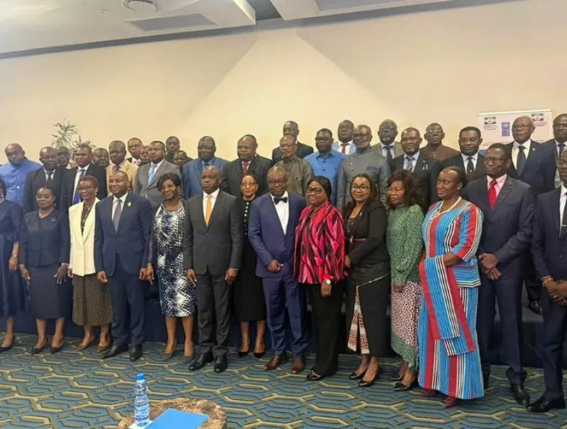 Les présidents des collectivités locales aux côtés du vice-président du gouvernement, Hermann Immongault