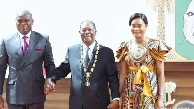 Oligui Nguema, président du Gabon, Zita Oligui, première dame du Gabon et Alassane Ouattara président de la Côte d'Ivoire