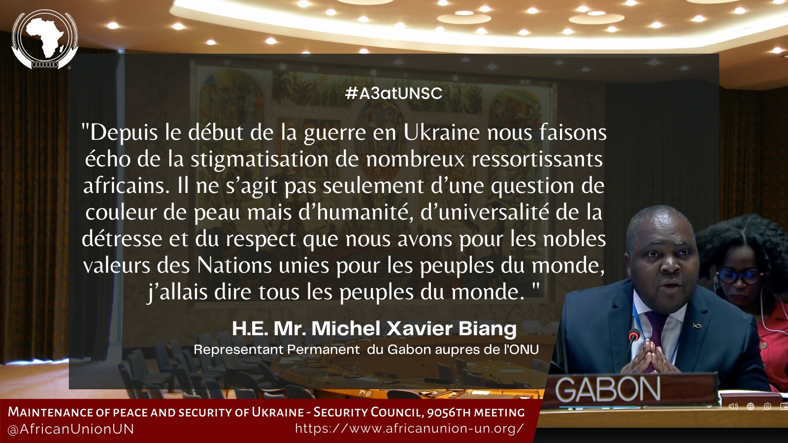 Guerre en Ukraine : le Gabon hausse le ton au conseil de sécurité de l’ONU sur la discrimination des ressortissants africains 