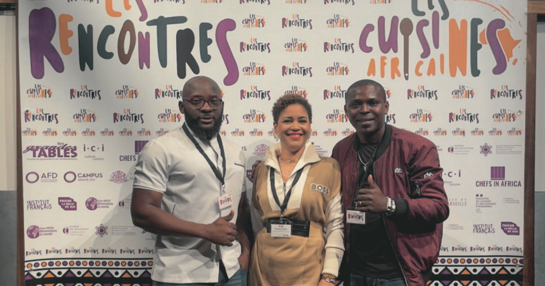 Chef O’miel, l’architecte du palais, Jessica Allogho promotrice des Petits pots de l’Ogooué et Chef Merlin en promoteurs de l’art culinaire du Gabon.