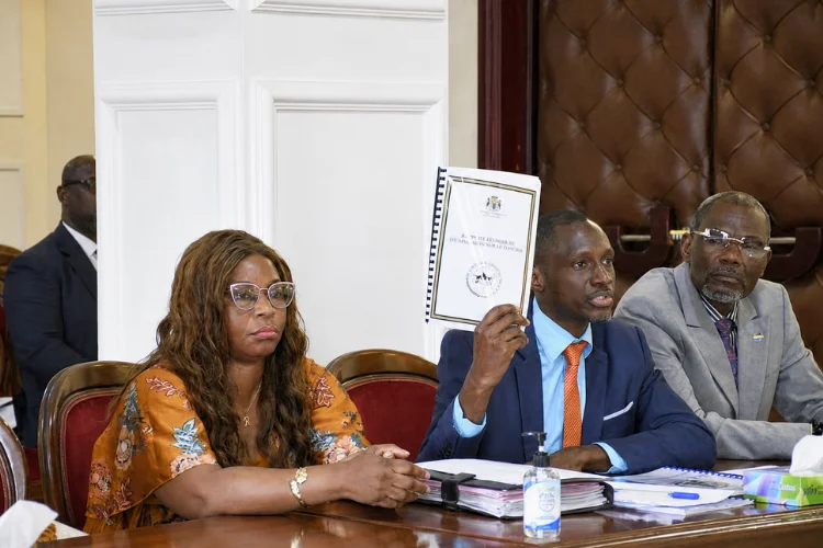 Ariel Éloi Iwangou-Iwangou, le président du PRD, lors de son audition