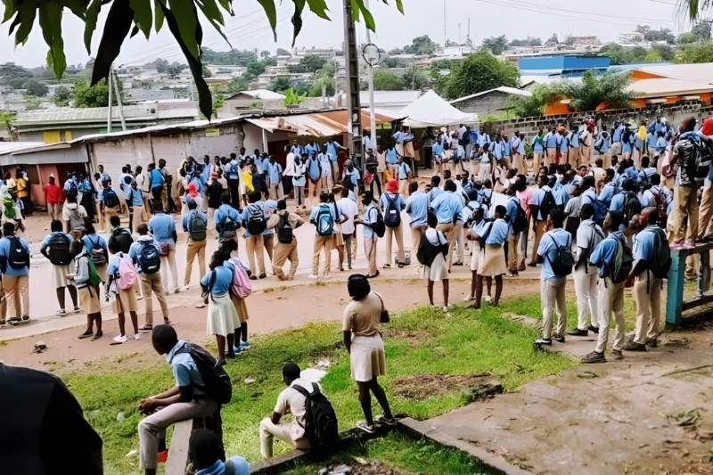 Élèves du lycée technique national Omar Bongo (LTNOB) de Libreville