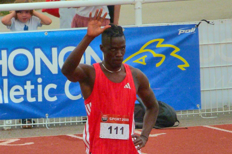 Le sprinter gabonais Guy Maganga Gorra lors du Meeting de Maia au Portugal