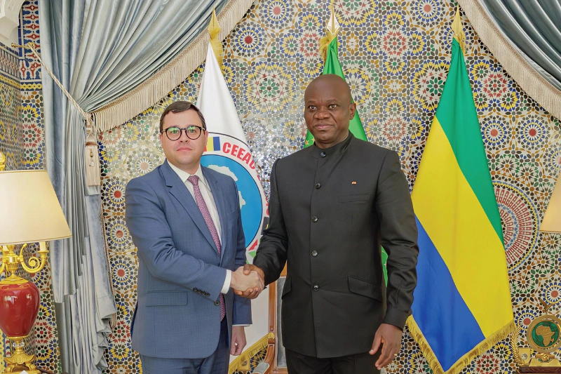 La rencontre entre le chef de l’État, Brice Clotaire Oligui Nguema et la délégation américaine conduite par le sous-secrétaire d'État adjoint américain au Bureau de la population des réfugiés et des migrations, Christian Ehrhardt 