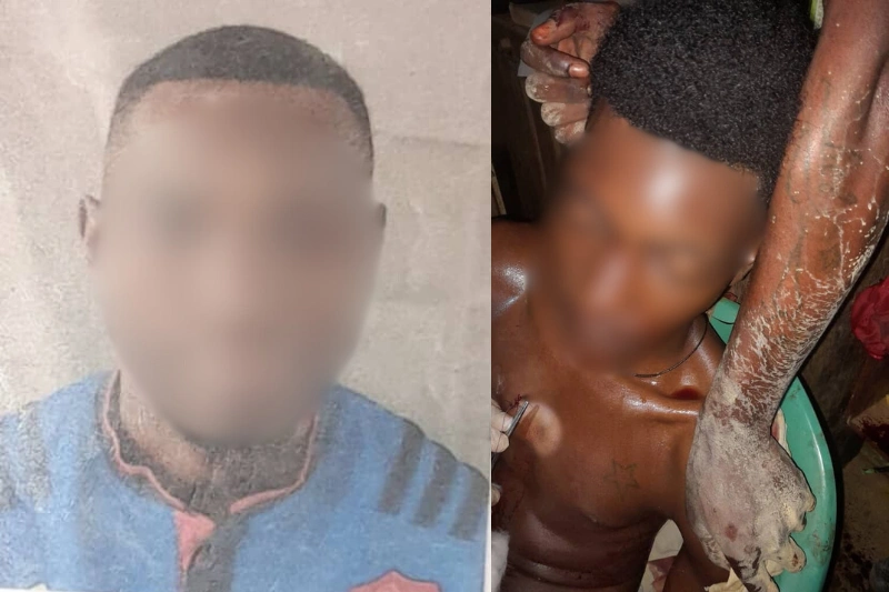 Stéphane Nzaou (G), l’orpailleur qui a sauvagement agressé son collègue Joël Mapangou Mapangou (D). © DR