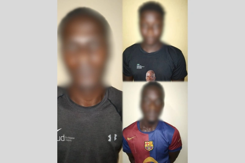 Junior Nzue  Okouaga, Méola Garry Nzengue et Zidane Malonga, les trois Gabonais auteurs du viol en réunion d'une fillette de 11 ans à Franceville.