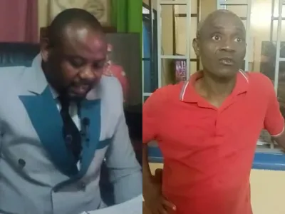 Alain Ovono Afiri et le procureur adjoint Ghislain Kandy. © ANS