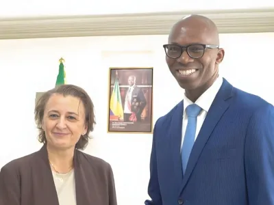 Thierry Minko, ministre de l'économie et Aliona Cebotari, Cheffe de la Délégation du Fonds Monétaire International (FMI)