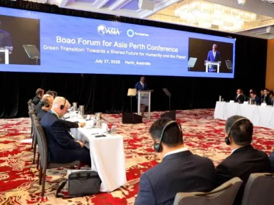 Hermann Immongault, vice-président du gouvernement gabonais au Forum de Boao en Australie