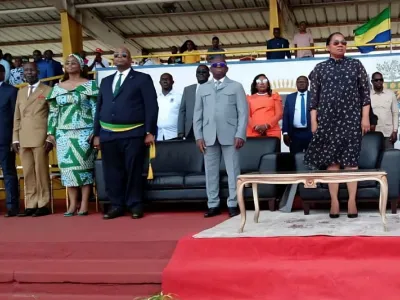 Konan Bertin Kouadio, ambassadeur de Côte d’Ivoire au Gabon (C) invité d’honneur des autorités portgentillaises