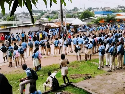 Élèves du lycée technique national Omar Bongo (LTNOB) de Libreville