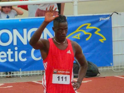 Le sprinter gabonais Guy Maganga Gorra lors du Meeting de Maia au Portugal