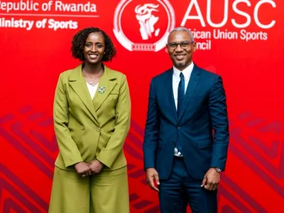 Paul KESSANY, ministre des sports et son homologue rwandaise Nelly Mukazayire