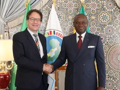 Brice Clotaire Oligui Nguema, président du Gabon et Fabrice Mauriès, Ambassadeur et Haut Représentant de la France près la République gabonaise