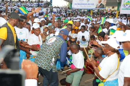 Meeting du candidat, Brice Clotaire Oligui Nguema à Tchibanga (Nyanga).