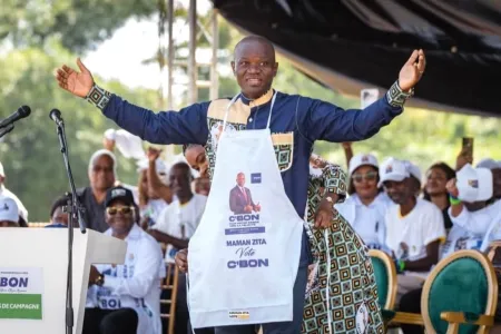 Le candidat Oligui Nguema, lors de son meeting à Moabi.