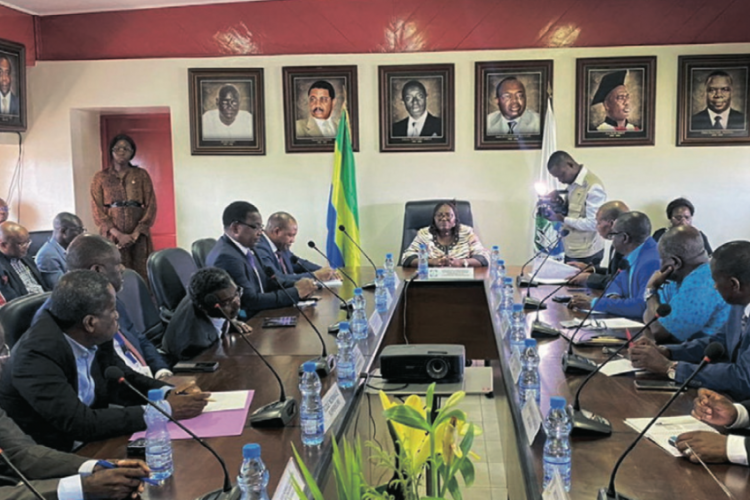 Les membres du Cames et les universitaires gabonais lors de leurs échanges.