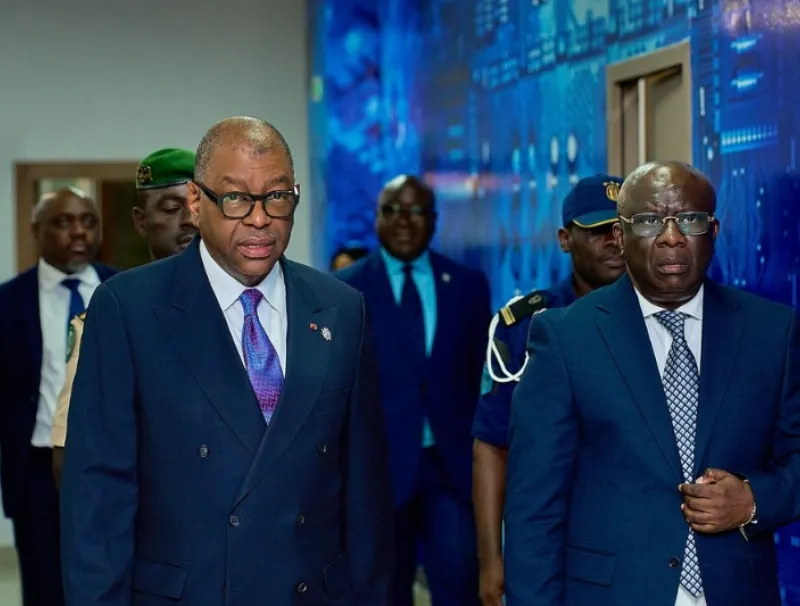 Alexandre Barro Chambrier, vice président de la République et Joël Dominique Ledaga, président de l’Autorité pour la protection des données personnelles et de la vie privée