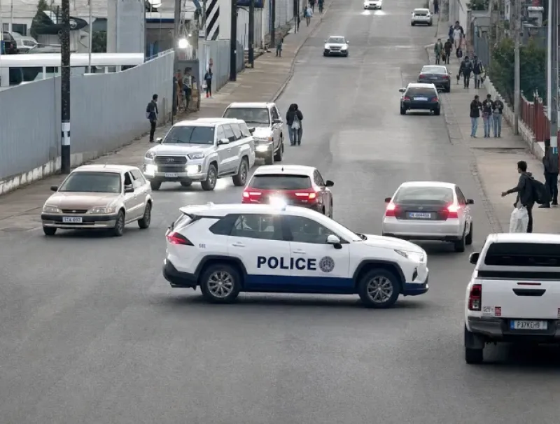 Les éléments de la police lors de l’arrestation du chauffard après une course-poursuite.