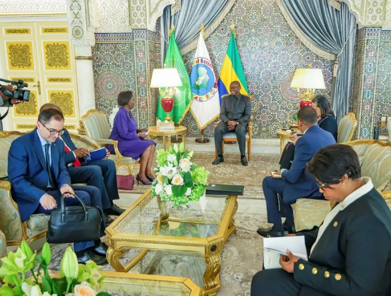 Phase de l’audience que le chef de l’Etat, Brice Clotaire Oligui Nguema, a accordée à la secrétaire générale de l’OIF, Louise Mushikiwabo