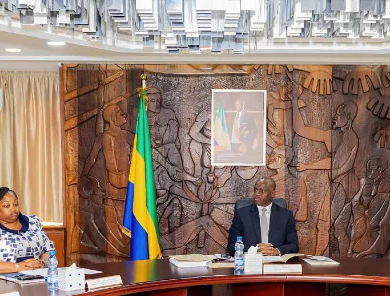 Hermann Immongault, vice-président du gouvernement gabonais et Camélia Ntoutoume-Leclercq, ministre de l'éducation nationale