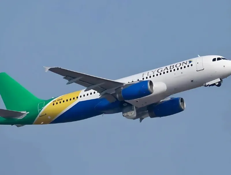 Une vue de l’Airbus de FlyGabon. © DR