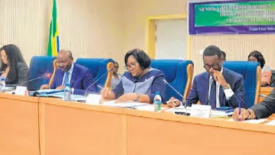 Une phase de l’audition du ministre d’Etat en charge de l’Economie, Henri-Claude Oyima.