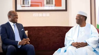 Brice Clotaire Oligui Nguema, président du Gabon et Alassane Ouattara président de la Côte d'Ivoire