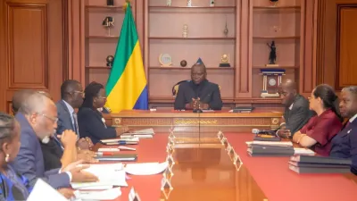 Brice Clotaire Oligui Nguema, président du Gabon, lors de la rencontre avec les acteurs du corps judiciaire.