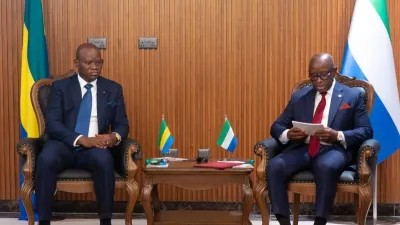 Brice Clotaire Oligui Nguema, président du Gabon et Julius Maada Bio, président de la Sierra Leone