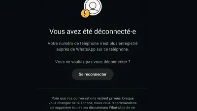 Déconnexion de compte whatsApp Business