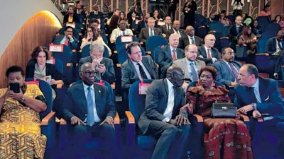 Diplomates accrédités au Gabon ici, lors de l’exposé du ministre de la Communication sur la suspension des réseaux sociaux