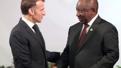 Emmanuel Macron, président de la France et Cyril Ramaphosa, président de l'Afrique du sud