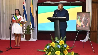L’ambassadeur du Gabon à Cuba, Faustin Yves N’Guiend-Mickolo, lors de son allocution.