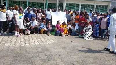 Piquet de grève des enseignants du lycée Léon Mba