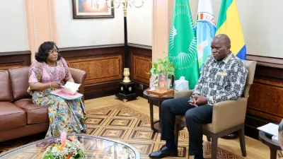 Brice Clotaire Oligui Nguema, président du Gabon et Huguette Nyana Ekoume-Awori Onanga, présidente du Sénat