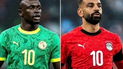 Sadio Mané, footballeur international sénégalais et Mohamed Salah, footballeur international égyptien