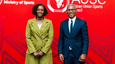 Paul KESSANY, ministre des sports et son homologue rwandaise Nelly Mukazayire