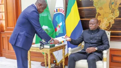 Brice Clotaire Oligui Nguema, président du Gabon et hermann Immongault, vice-président du gouvernement