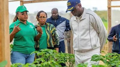 Brice Clotaire Oligui Nguema, président du Gabon, en visite à la ferme de Manfila