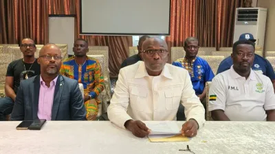 Le président Landry Nkeyi lors du point de presse relatif à l’élection du bureau directeur de la Fégafoot