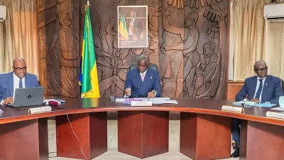 Hermann Immongault, vice-président du gouvernement gabonais lors de la séance de travail.