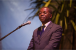 M. Séraphin Moundounga , ministre gabonais de la Justice, s'exprimant lors de la cérémonie d'ouverture du Symposium mondial des régulateurs 2015 (GSR15), Libreville, Gabon, du 9 au 11 juin 2015.